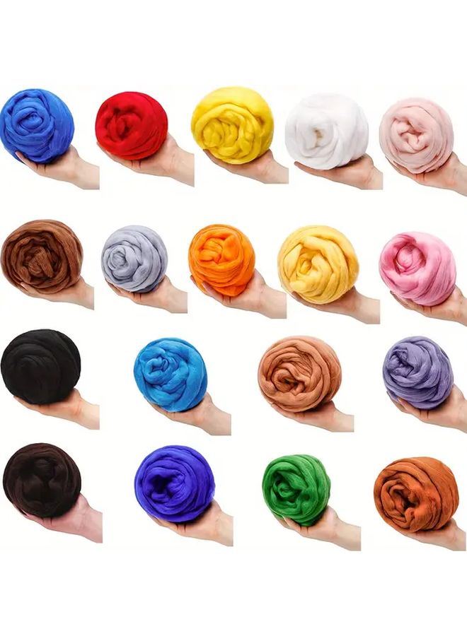 Blue Wool Roving 100g for Needle and Wet Felting Craft Kit with Tools - Image 1