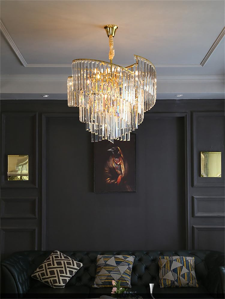 CITRA 600MM Gold Crystal Chandelier Ceiling Lights Hanging - Warm White - Image 3