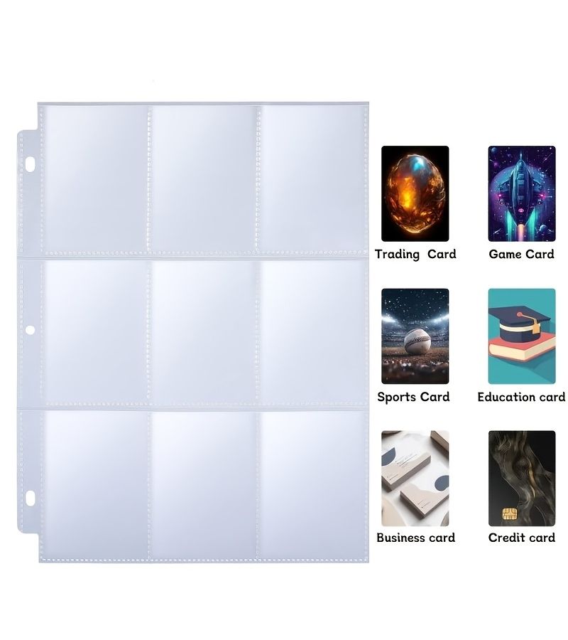 25 Sheets Transparent 4 Grid Double Sided 200 Pocket 3 Ring Card Sleeves - Image 3