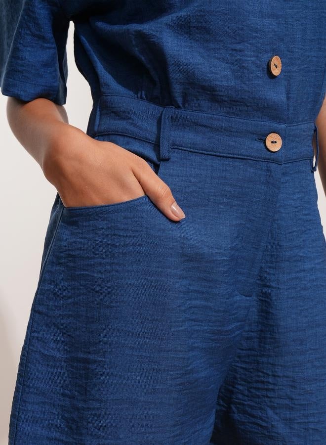 Tokyo Talkies Tokyo Talkies Textured Collared Jumpsuit with Button Detail - Image 4