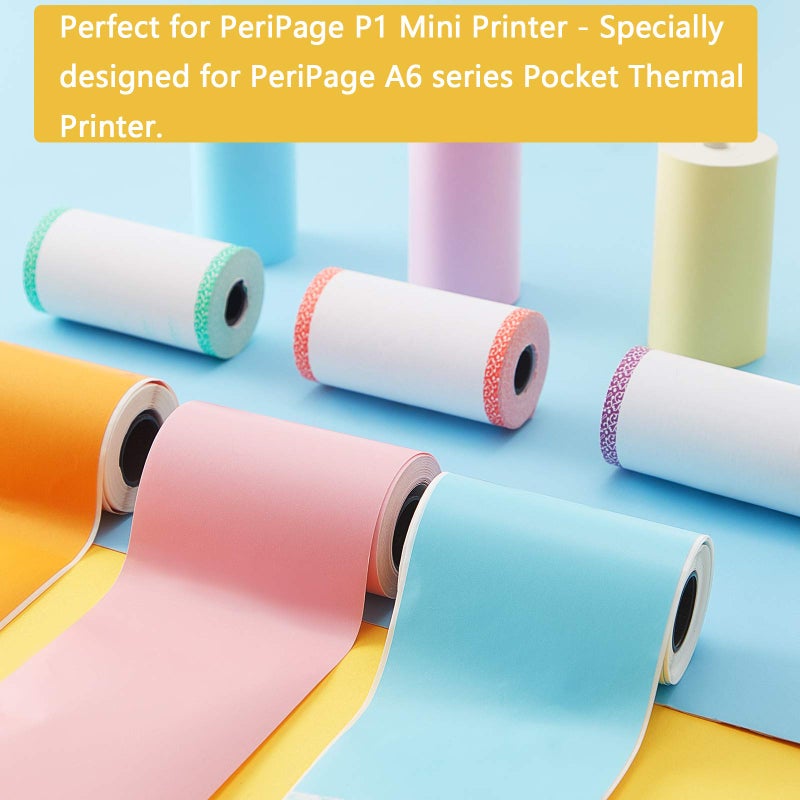 Zonon 9 Rolls of Thermal Printer Paper Just 3 Rolls of Adhesive 57 x 30 mm Mini Printing Paper Printable Stickers Compatible with P1 Mini Printer Peripage A6 Series(Classic Color) - Image 5
