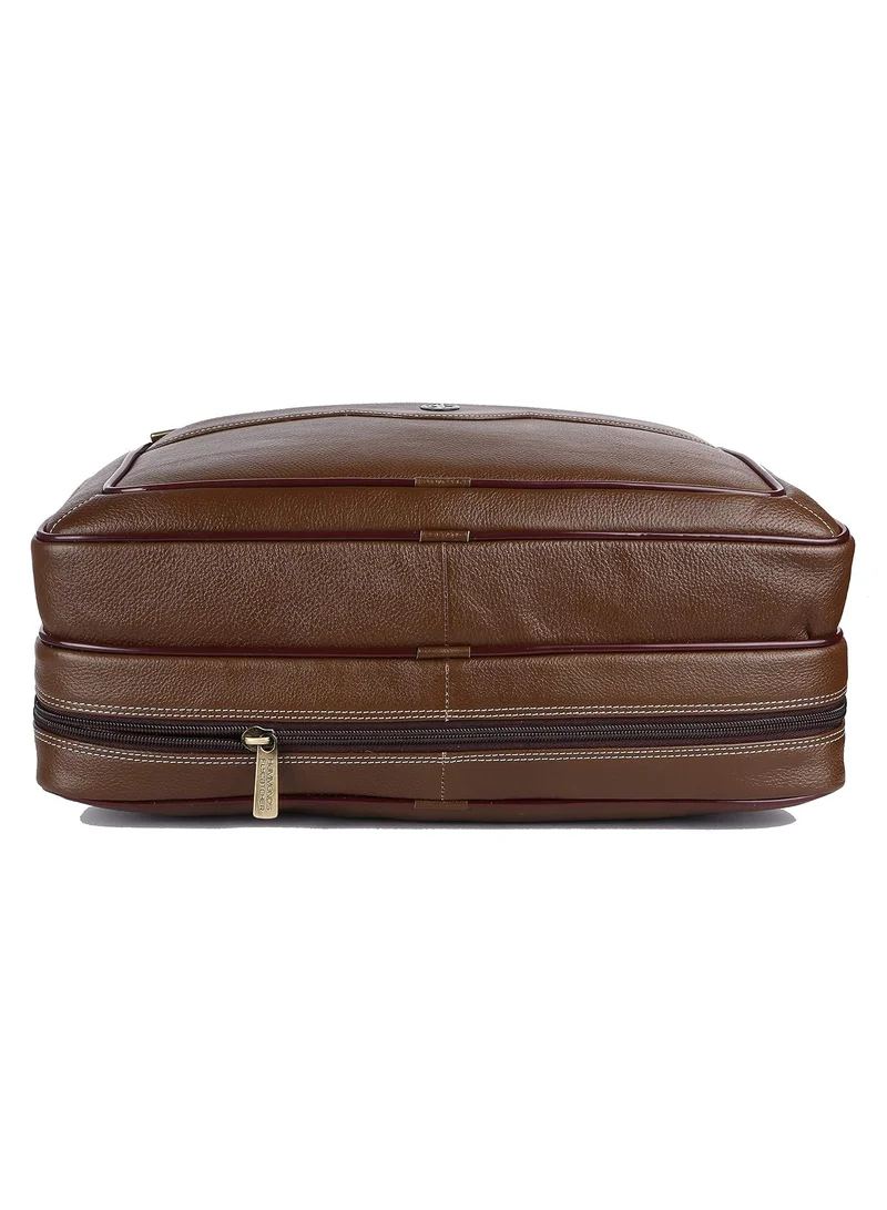 HAMMONDS FLYCATCHER Laptop Bag for Men - Leather - Fits 14/15.6/16 Inch Laptop - Brushwood -Office Bag, Messenger & Shoulder Bag -Executive Bag for Office Use & Travel - Expandable Leather Bag