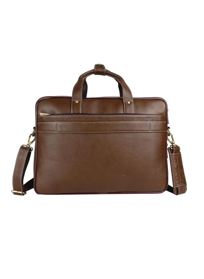 HAMMONDS FLYCATCHER Laptop Bag for Men - Leather - Fits 14/15.6/16 Inch Laptop - Brushwood -Office Bag, Messenger & Shoulder Bag -Executive Bag for Office Use & Travel - Expandable Leather Bag