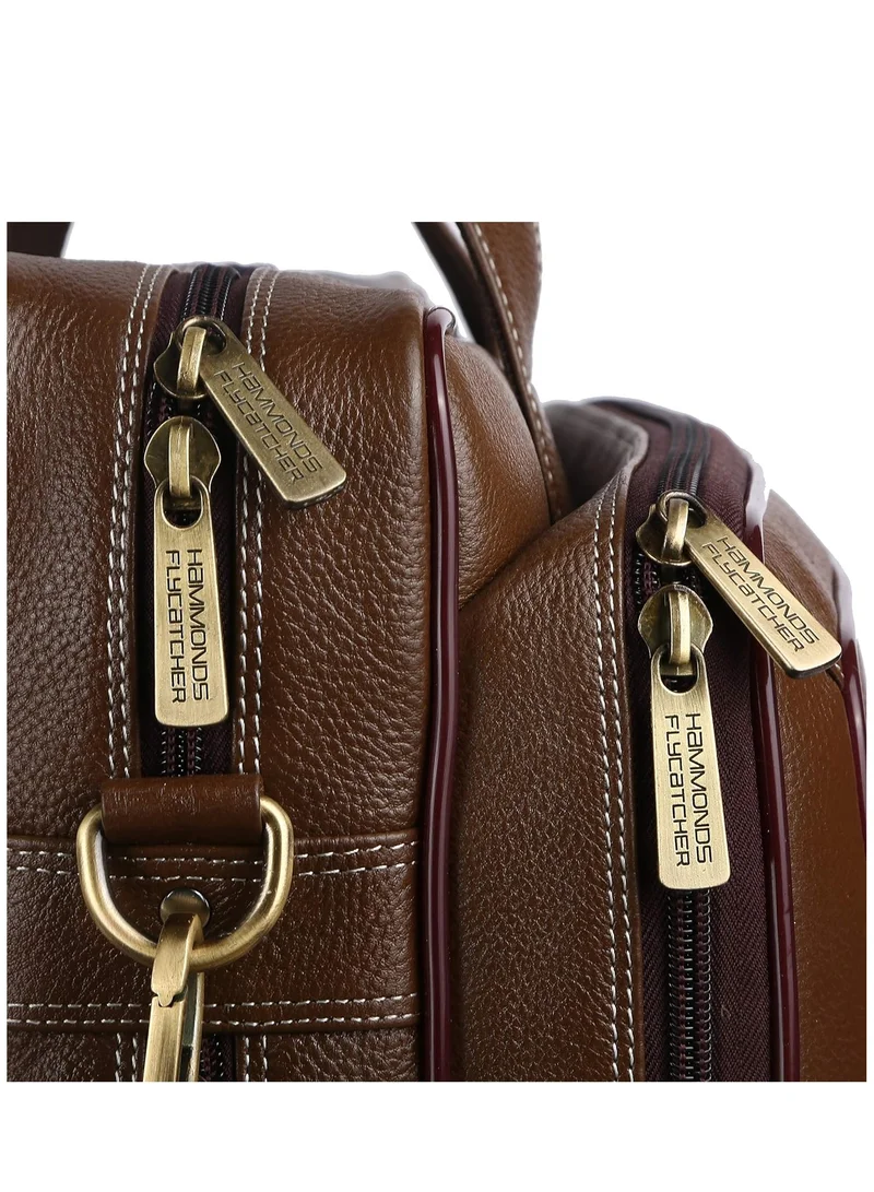 HAMMONDS FLYCATCHER Laptop Bag for Men - Leather - Fits 14/15.6/16 Inch Laptop - Brushwood -Office Bag, Messenger & Shoulder Bag -Executive Bag for Office Use & Travel - Expandable Leather Bag