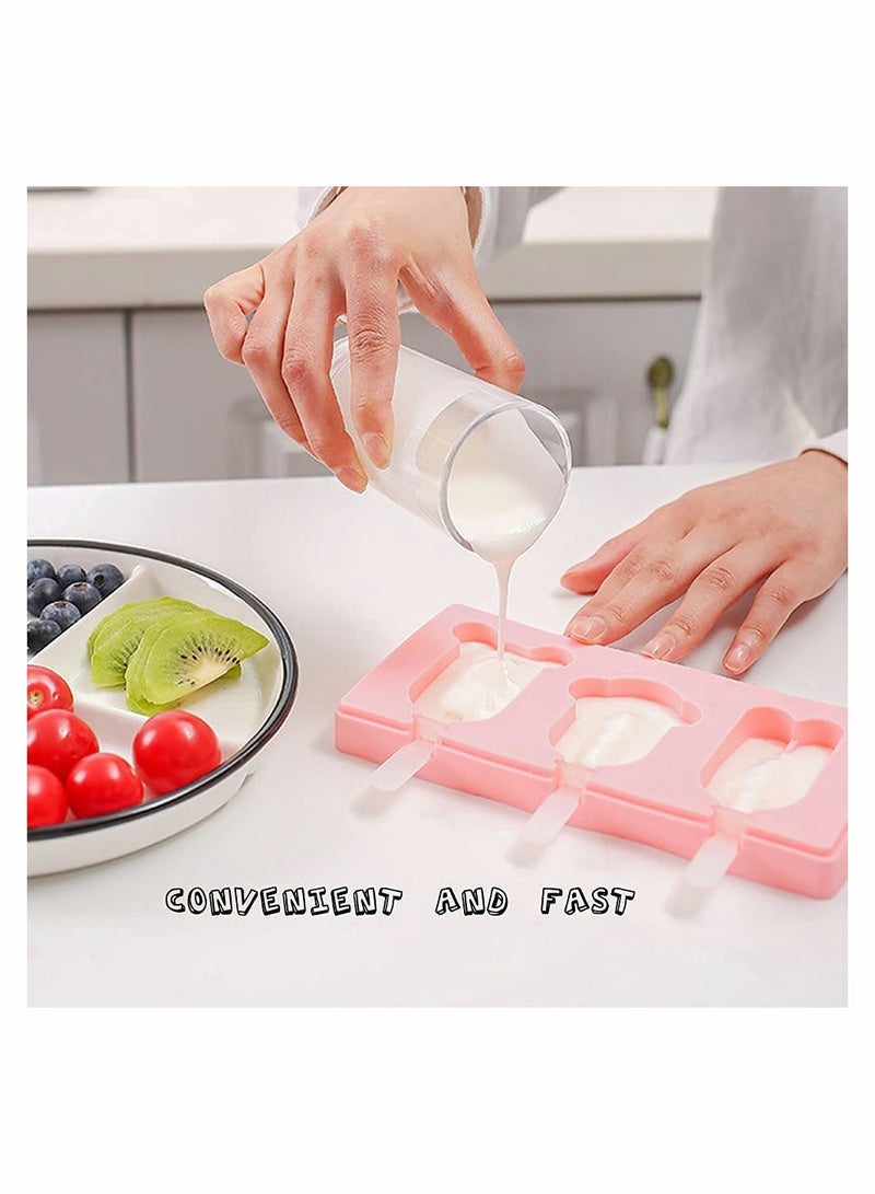 Excefore 3 Packs Ice Lolly Moulds Silicone DIY Popsicle Molds Reusable Set, Ice Lolly Moulds, Frozen Purees Moulds, Ice Cream Mould with Sticks - Image 2