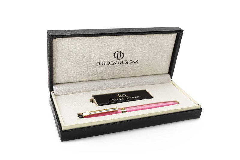 Dryden Designs Fountain Pen. Medium Nib Premium Box | 6 Ink Cartridges Included (Luscious Pink) - Image 2