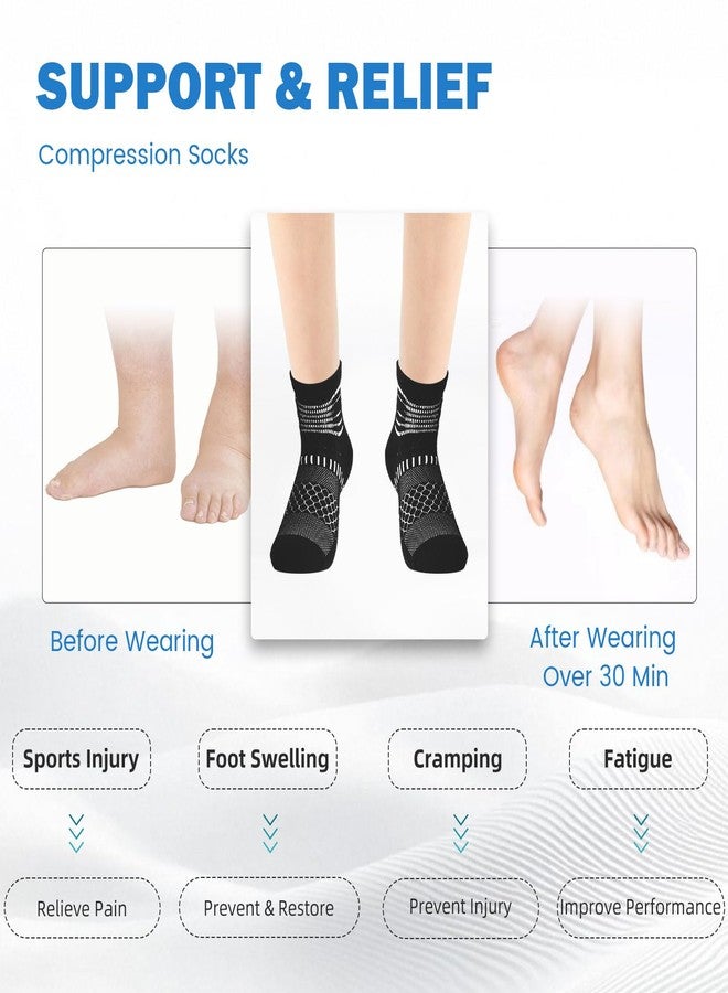IRAMY Ankle Compression Socks for Women Men Coolmax Moisture Wicking Socks Plantar Fasciitis Relief 3/5 Pairs, White(3 Packs), M - Image 5