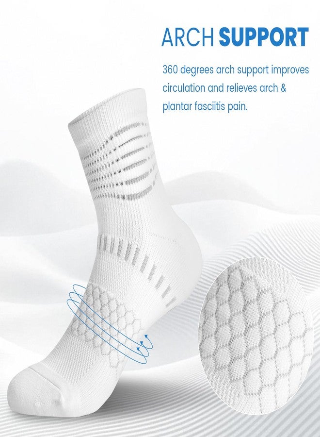 IRAMY Ankle Compression Socks for Women Men Coolmax Moisture Wicking Socks Plantar Fasciitis Relief 3/5 Pairs, White(3 Packs), M - Image 2