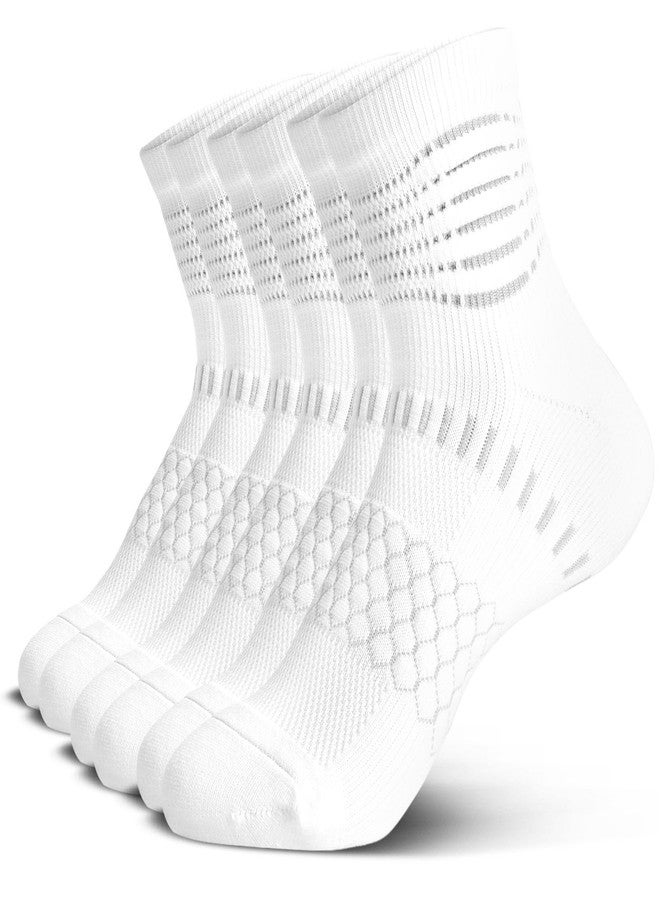 IRAMY Ankle Compression Socks for Women Men Coolmax Moisture Wicking Socks Plantar Fasciitis Relief 3/5 Pairs, White(3 Packs), M - Image 1
