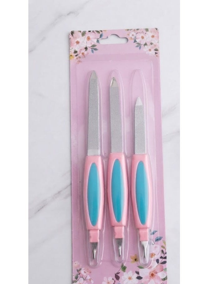 2 in 1 Professional Nail File - Stainless Steel Nail File for Manicure, Pedicure, Nail Clipper (Pack of 3) Different Sizes - Image 1