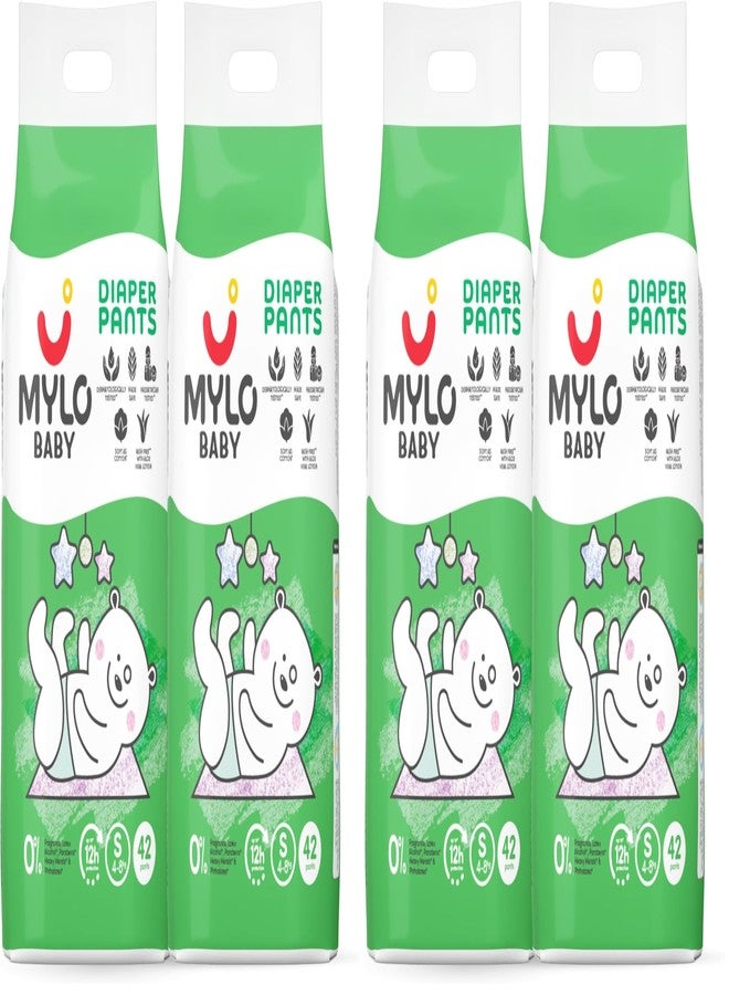 Mylo Baby Diaper Pants Small (S) Size 4-8 kgs (84 count) Leak Proof | Lightweight | Rash Free | Upto 12 Hours Protection | ADL Technology | with Aloe Vera Lotion (42 Count, Pack of 4)