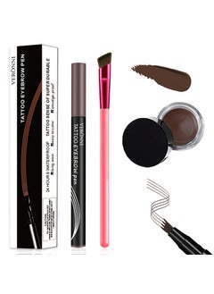 Niaoyun Anjoize Eyebrow 2023 New 4D Hair Stroke Brow Stamp Brush 4D Laminated Brow HomeGrooming Kit Anjoize Eyebrow Pen With Eyebrow Gel Gray Brown 