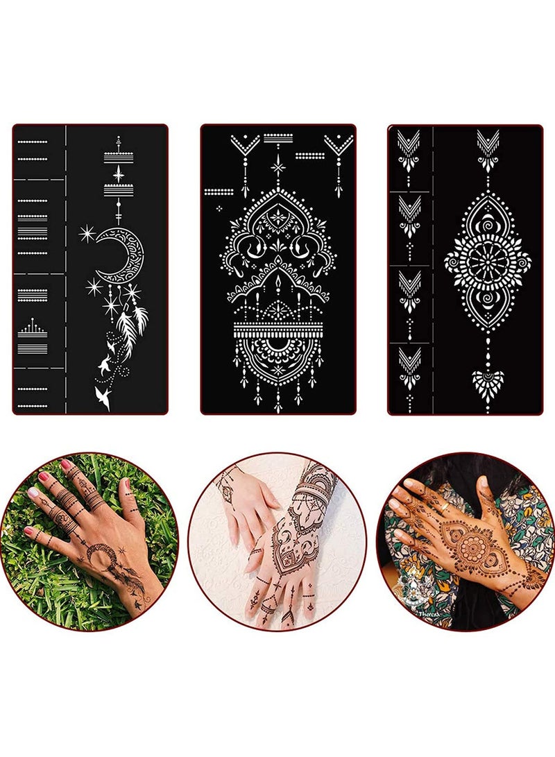 Tattoo Templates, Henna Tattoo Stencils, 8 Sheet Hand Temporary Tattoo Stickers, Self-Adhesive Reusable, Temporary Tattoos for KidsAdults Body Art Template, Painting Stencils - Image 4