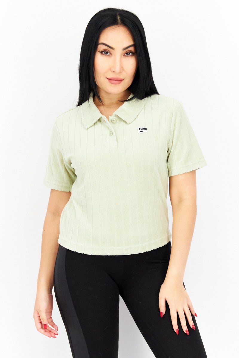 PUMA ملابس رياضية نسائية بأكمام قصيرة مناسبة، لون أخضر فاتح - Image 1