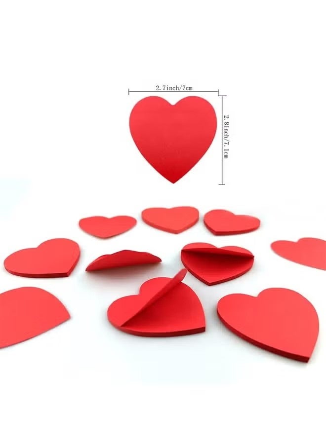 4 Pack Red Heart Shaped Sticky, Notes Cute and Self-Stick Memo Pads for School, Office, Women, and Valentine's Day - Image 4