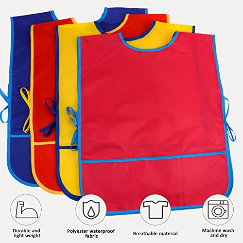 BAHABY Kids Art Smock Apron with Pockets Waterproof 4 Pack Multiple Colors 181 x 218 Inches Arts Crafts Cooking - Image 3