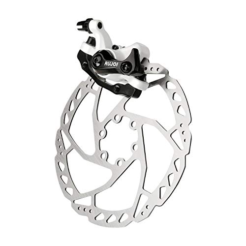 RUJOI Bike Disc Brake Kit, Aluminum Front Caliper, Full Aluminum Alloy Bicycle Brake Lever, 160mm Rotor, Mechanic Tool-Free Pad Adjuster for Road Bike, Mountain Bike (1 Set) - Image 1