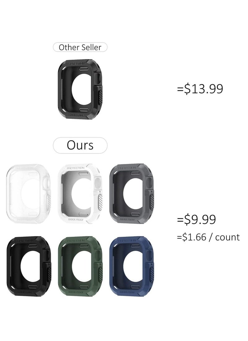 KASTWAVE 45mm Case, Compatible Fit for Apple Watch Series 7 45mm, 6 Packs Rugged Protective Case Soft TPU Bumper Compatible for Apple Watch Case Series 7/6/SE/5/4 44mm Screen Protector for Men Women  - Image 5