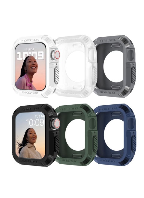 45mm Case, Compatible Fit for Apple Watch Series 7 45mm, 6 Packs Rugged Protective Case Soft TPU Bumper Compatible for Apple Watch Case Series 7/6/SE/5/4 44mm Screen Protector for Men Women