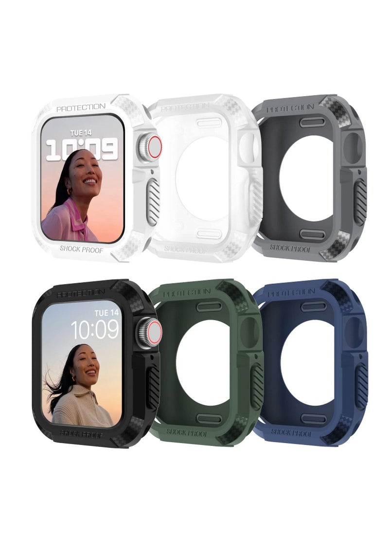 KASTWAVE 45mm Case, Compatible Fit for Apple Watch Series 7 45mm, 6 Packs Rugged Protective Case Soft TPU Bumper Compatible for Apple Watch Case Series 7/6/SE/5/4 44mm Screen Protector for Men Women  - Image 1