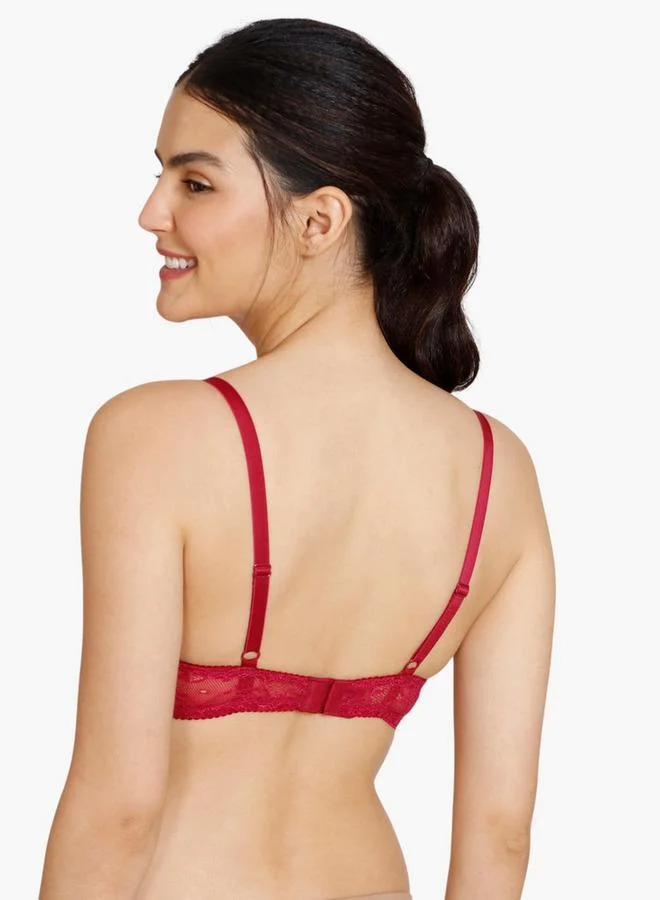 Zivame Zivame Lace Panel Padded Demi Bra