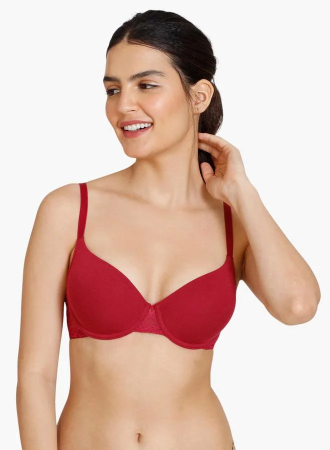 Zivame Zivame Lace Panel Padded Demi Bra