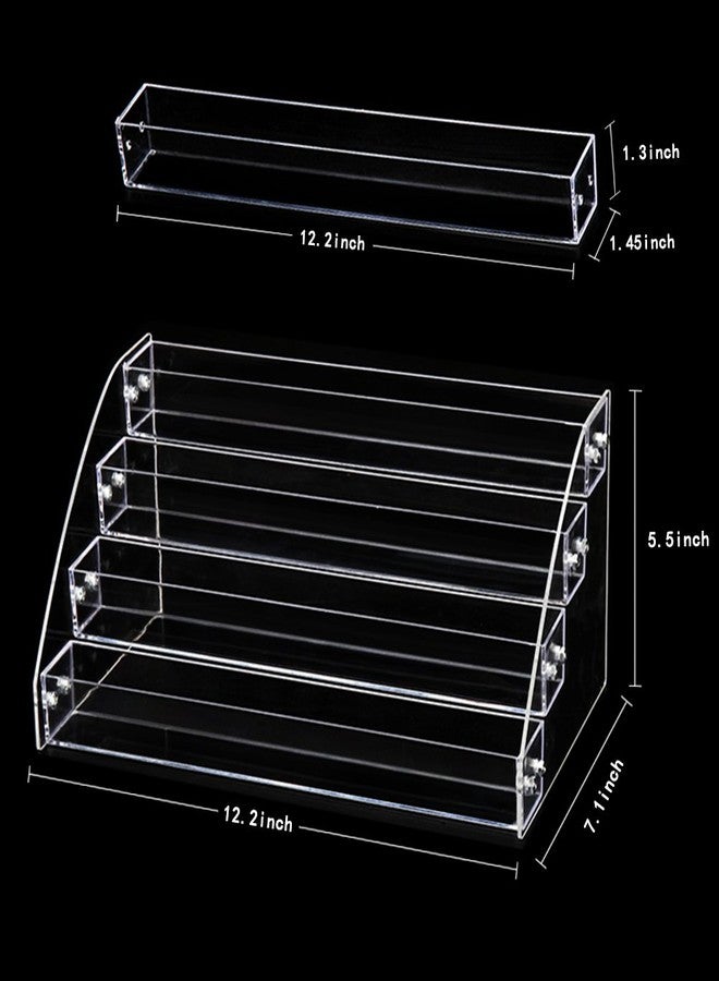 BigHala Nail Polishes Rack Organizers Shelf 2 Sets 4 Tiers Acrylic Manicure Makeup Holder for Lipstick Dresser Eye Shadow Container Reagent Retail Store E ssential Oils Liquid Paint Display Stand Station Case - Image 4