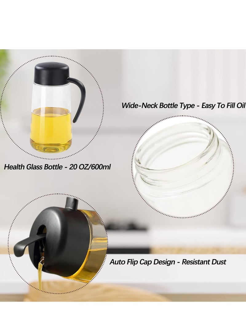 20oz/600ml Olive Oil Dispenser Bottle with Auto Flip Cap, No-Drip Spout, and Non-Slip Handle - Ideal for Cooking and Kitchen Use