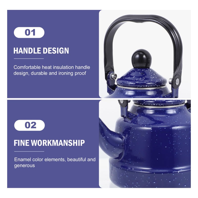 DOITOOL Enamel Tea Kettle Vintage Enamel Teapot 1.1 L Porcelain Tea Kettle Camping Coffee Kettle Stovetop Kettle Hot Water Boiler Pot for Hot Water, Tea Accessories - Image 4