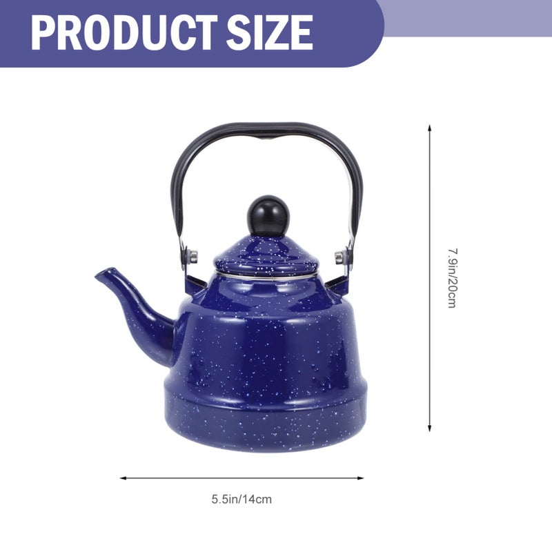 DOITOOL Enamel Tea Kettle Vintage Enamel Teapot 1.1 L Porcelain Tea Kettle Camping Coffee Kettle Stovetop Kettle Hot Water Boiler Pot for Hot Water, Tea Accessories - Image 3