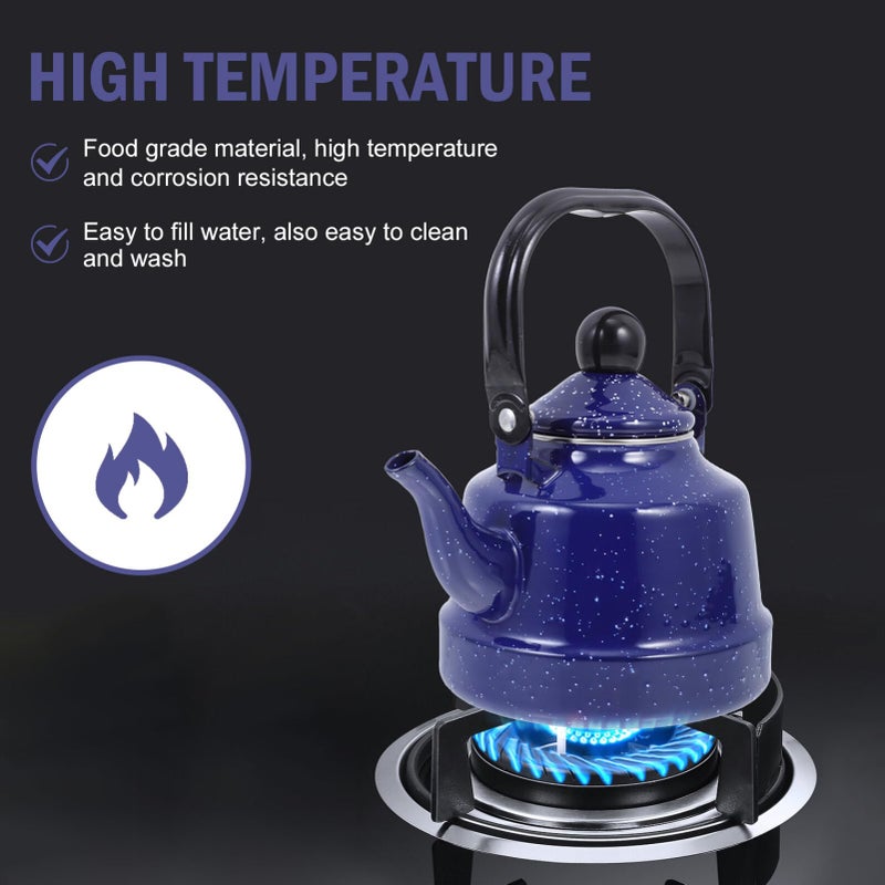 DOITOOL Enamel Tea Kettle Vintage Enamel Teapot 1.1 L Porcelain Tea Kettle Camping Coffee Kettle Stovetop Kettle Hot Water Boiler Pot for Hot Water, Tea Accessories - Image 5