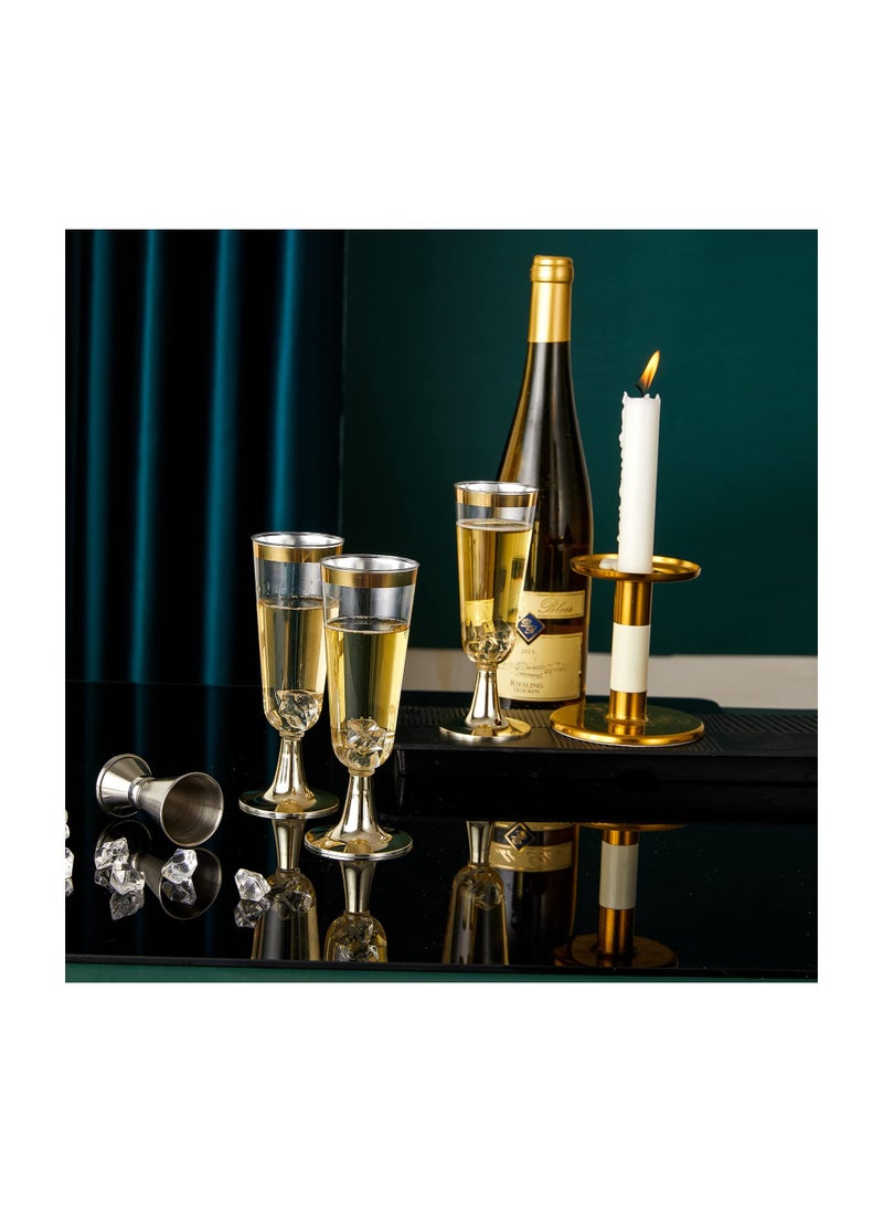 SYOSI 6 Pack Plastic Flutes Gold Cups 5OZ Glasses With Rim Elegant Stylish Premium Quality Disposable Wedding Party  - Image 5