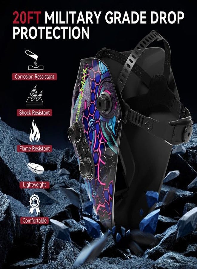 ARCCAPTAIN Welding Helmet Automatic Real Colour Fully Automatic Welding Helmet with Extra Large Field of View 10 x 9 cm, True Colour Welding Helmets Wide Shade 4/9-13 for ARC TIG MIG - Image 2