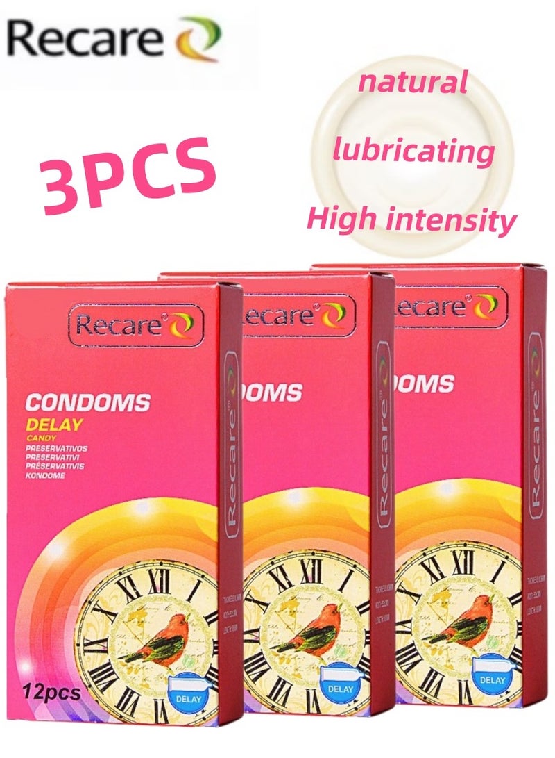 ريكير واقيات ريكير لتأخير القذف - 3 علب × 12 قطعة (36 واقي)، رقيقة فائقة للأمان والراحة - Image 1