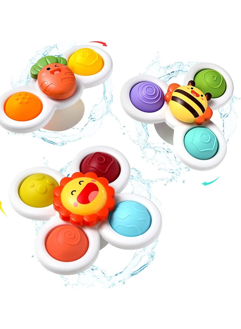 general Suction Cup Spinner Toys Baby Fidget Spinner Toy Spinning Toys for Toddlers Sensory Toys Early Education Toys Bathtub Toy Dining Chairs Toys  3 Pcs - Image 1