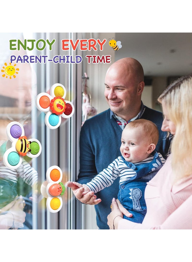general Suction Cup Spinner Toys Baby Fidget Spinner Toy Spinning Toys for Toddlers Sensory Toys Early Education Toys Bathtub Toy Dining Chairs Toys  3 Pcs - Image 4