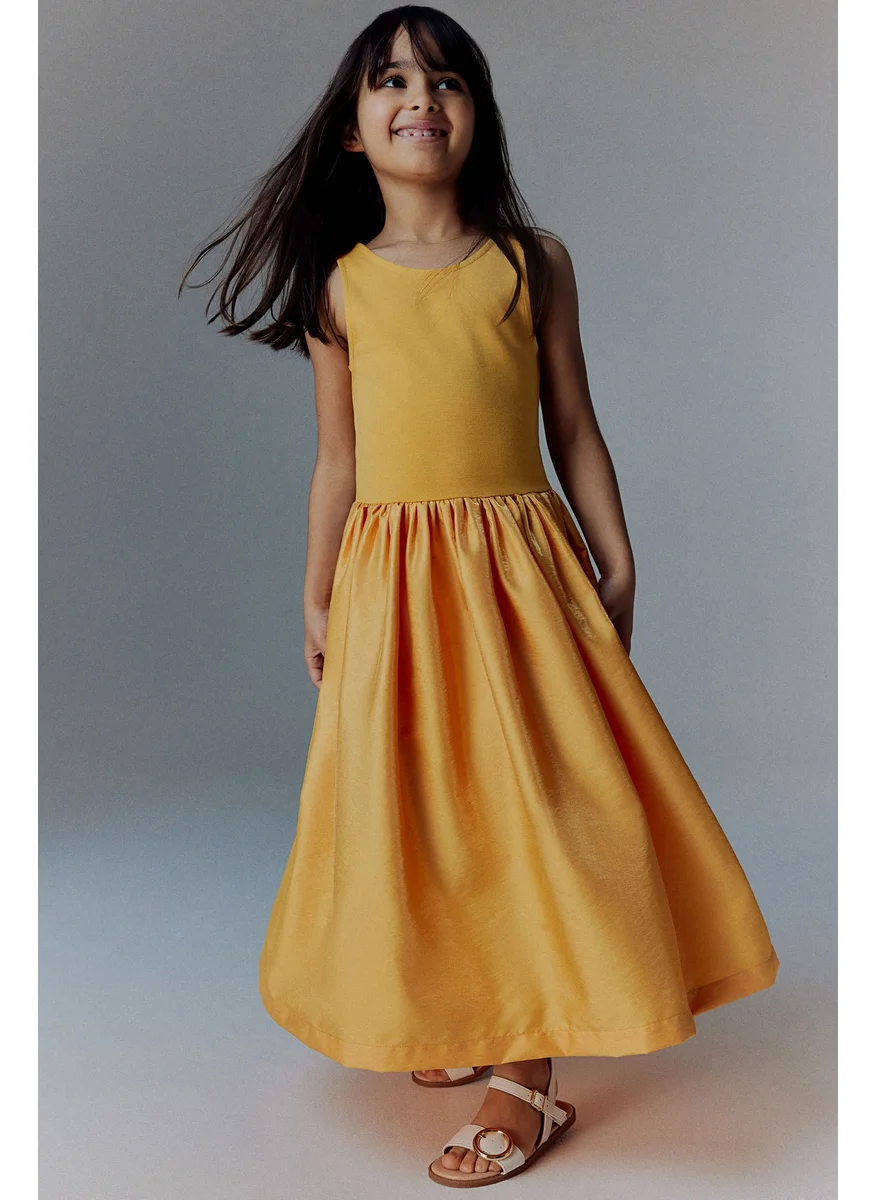 H&M Satin-Skirt Jersey Dress