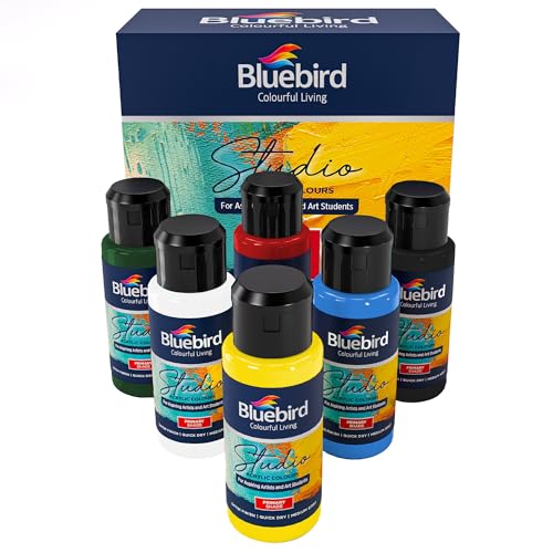 BLUEBIRD Studio Acrylic Paints Primary Colors 6Pack 34 Fl Oz each Basic Acrylic Paint For DIY Crafts Beginner Artists - Image 1