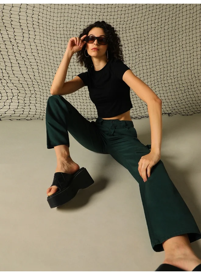 هوبرهولمي Women’s Dad Fit Forest Green Trousers – Functional and Trendy