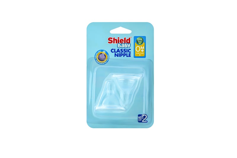Shield Classic Silicone Baby Nipple 0M+ – Slow Flow Standard Neck Bottle Teat, BPA-Free Soft Nipple for Newborns - Image 1
