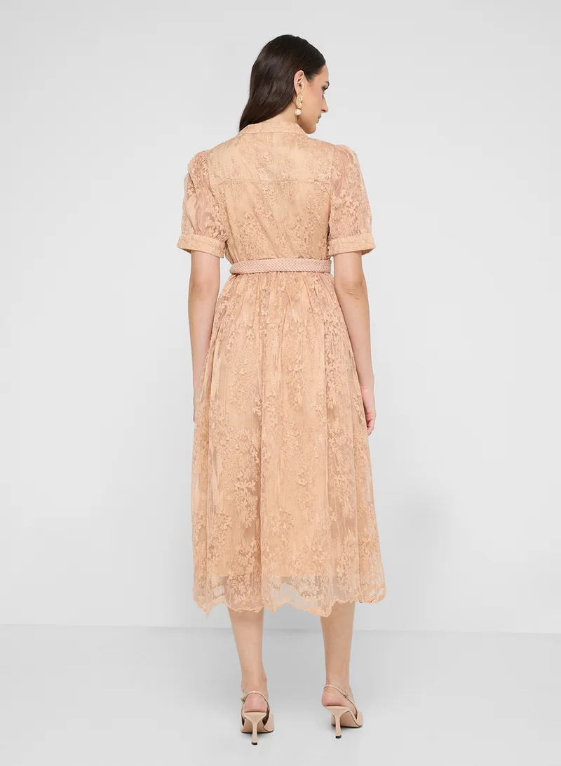 Khizana Puff Sleeve Lace Dress