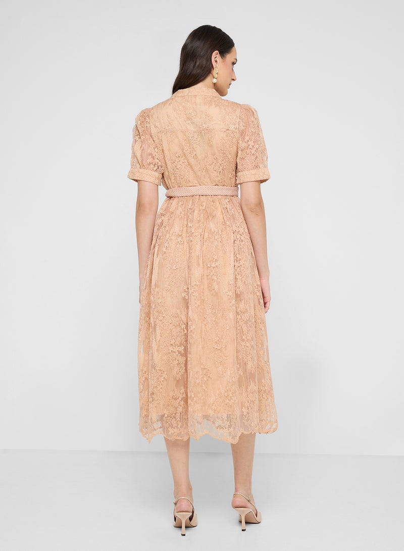 Khizana Puff Sleeve Lace Dress - Image 2