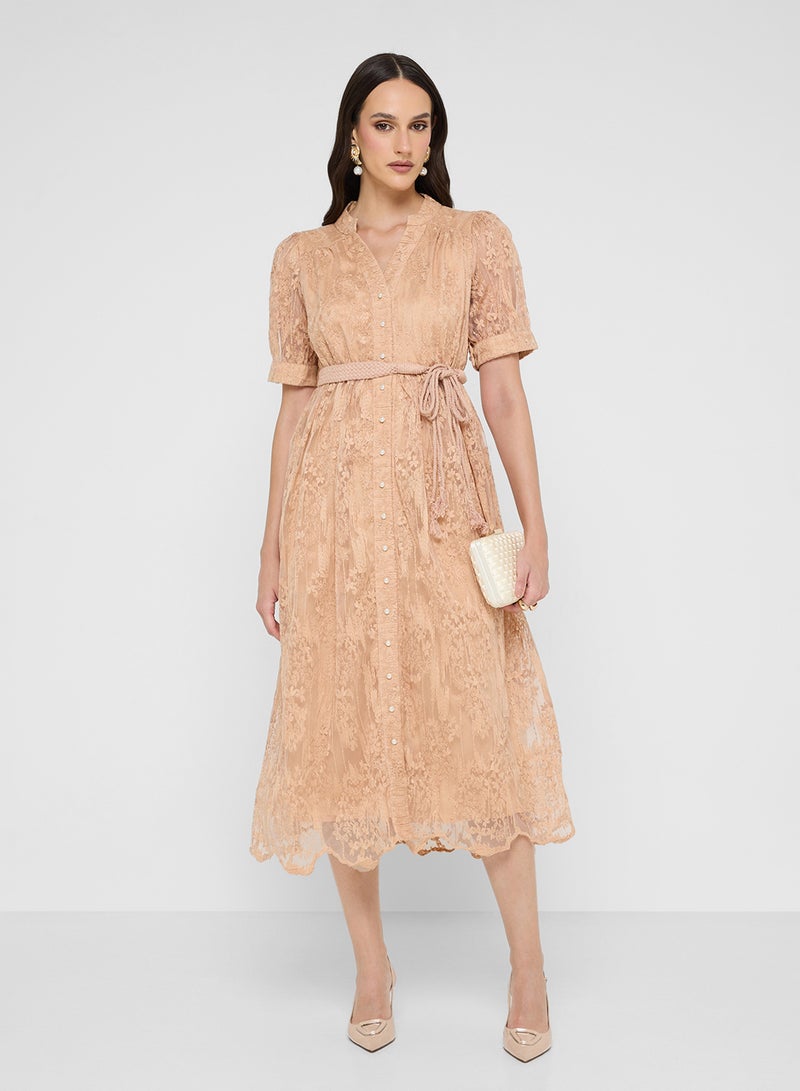 Khizana Puff Sleeve Lace Dress - Image 4