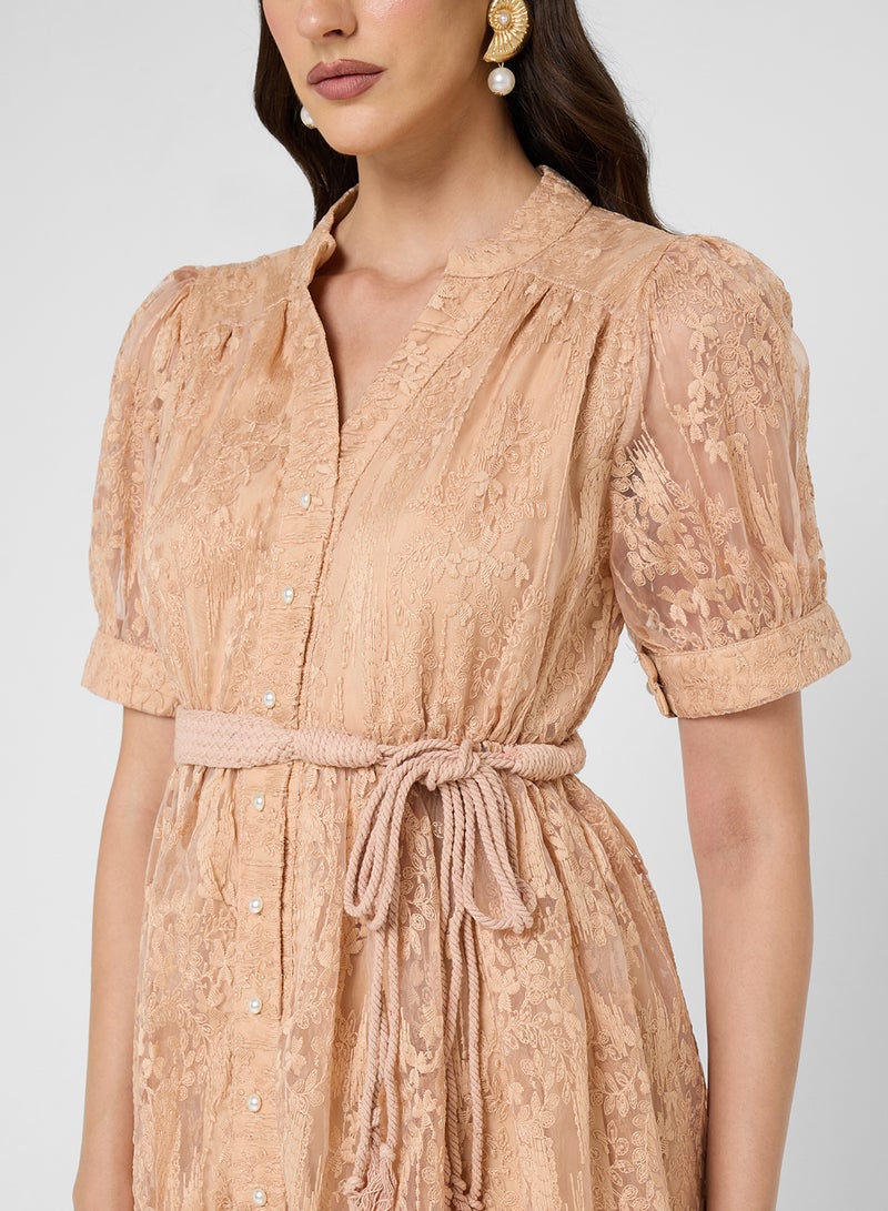 Khizana Puff Sleeve Lace Dress - Image 3
