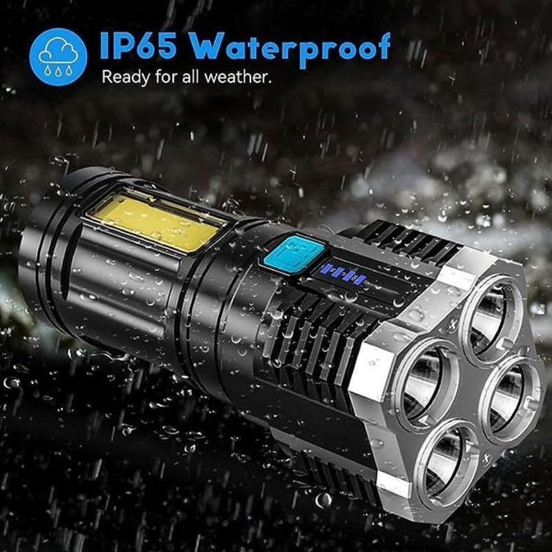 ZEVON Torch Lights Rechargeable with HGH Power Long Dstance with Multifunctional Portable LED Flashlight Torch Long Distance Beam Range with 4 Lighting Modes and COB Light for Outoor - Image 3