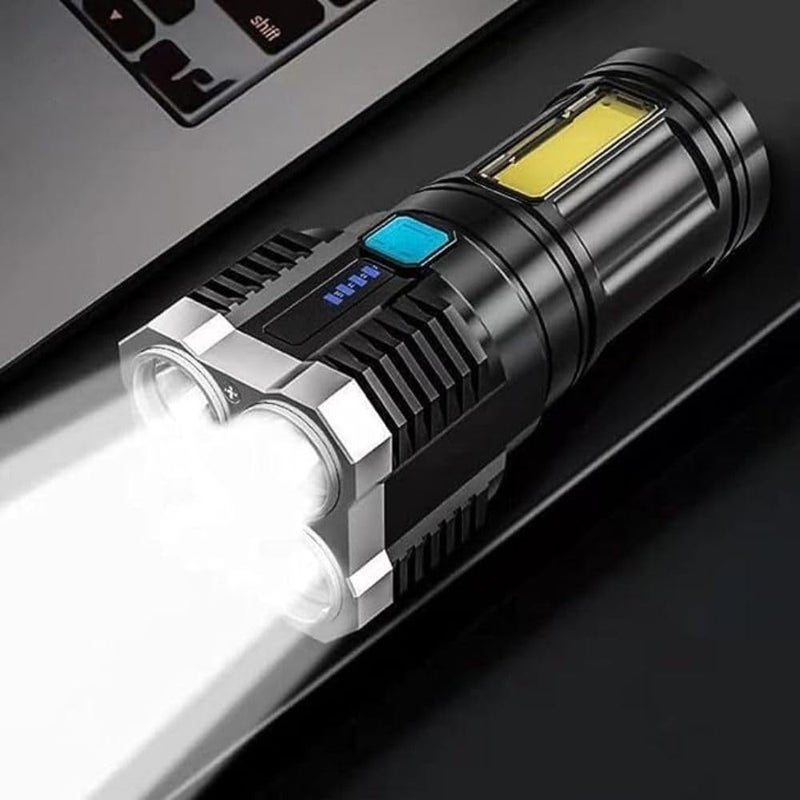 ZEVON Torch Lights Rechargeable with HGH Power Long Dstance with Multifunctional Portable LED Flashlight Torch Long Distance Beam Range with 4 Lighting Modes and COB Light for Outoor - Image 5