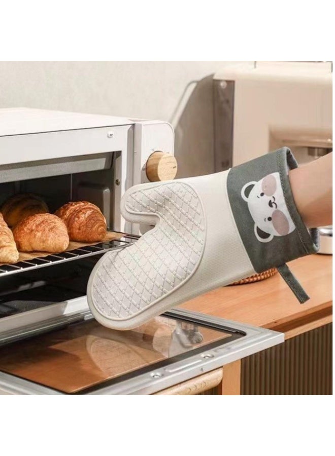 Professional Silicone Oven Mitts, Heat Resistant Long Kitchen Gloves, Unlike traditional fabric gloves, Waterproof & Non-Slip Grip with Soft Cotton Lining for Cooking, Baking, BBQ & Grilling - 1 Piece - Image 1