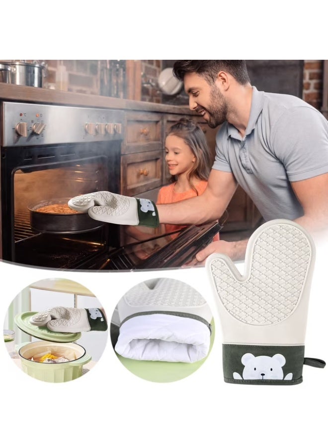 Professional Silicone Oven Mitts, Heat Resistant Long Kitchen Gloves, Unlike traditional fabric gloves, Waterproof & Non-Slip Grip with Soft Cotton Lining for Cooking, Baking, BBQ & Grilling - 1 Piece - Image 5