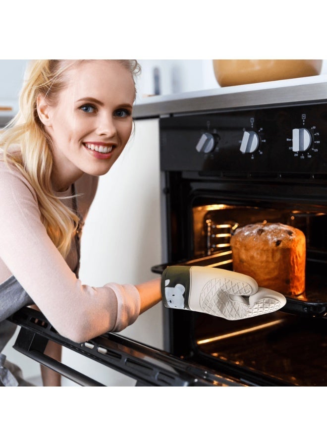 Professional Silicone Oven Mitts, Heat Resistant Long Kitchen Gloves, Unlike traditional fabric gloves, Waterproof & Non-Slip Grip with Soft Cotton Lining for Cooking, Baking, BBQ & Grilling - 1 Piece - Image 3