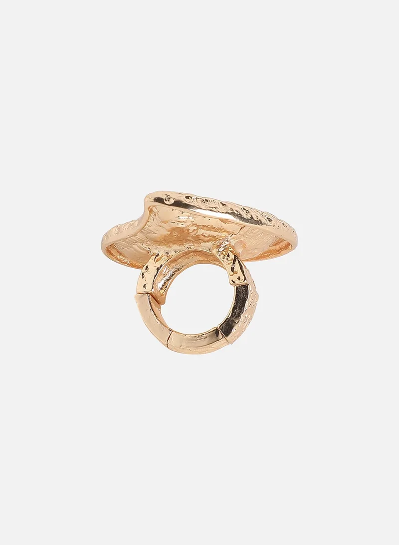 SOHI Dented Heart Artificial Cocktail Ring Jewellery
